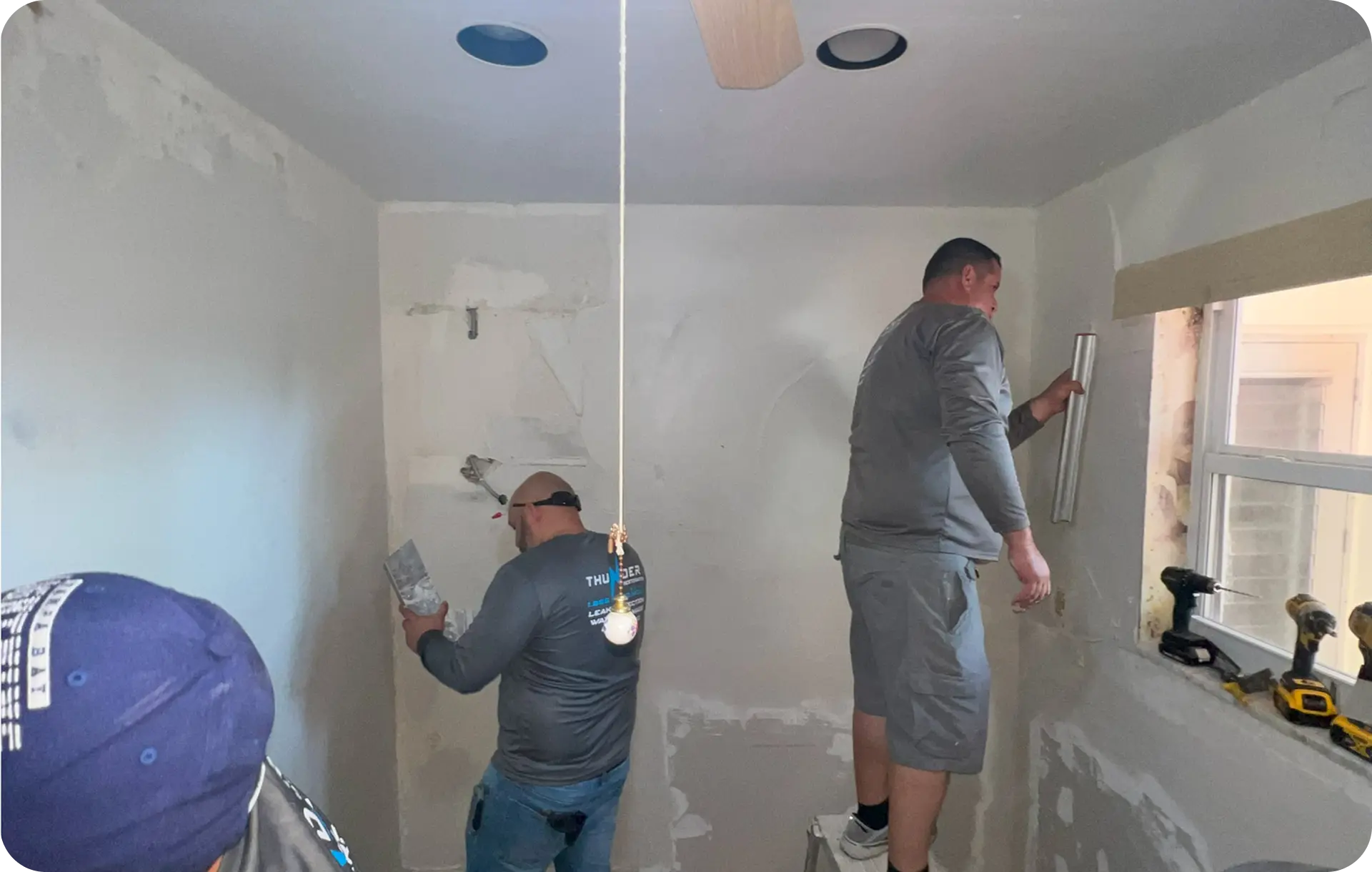 Technician preparing pipe relining